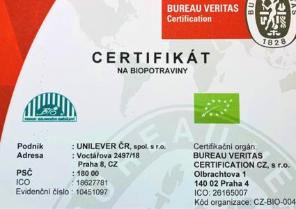Certifikát pro UNILEVER